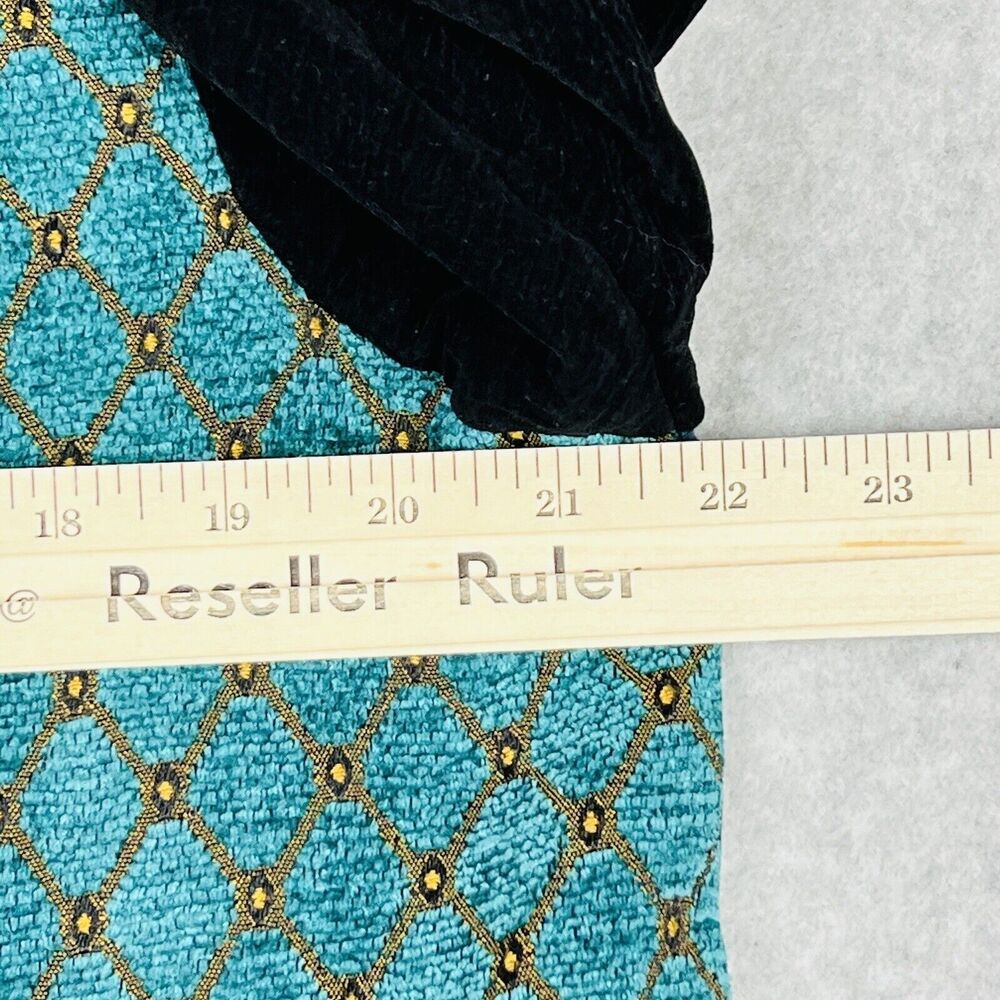 Indigo Moon Velvet Blazer Womens Medium Teal Black Embroidered Jacket - Picture 10 of 13